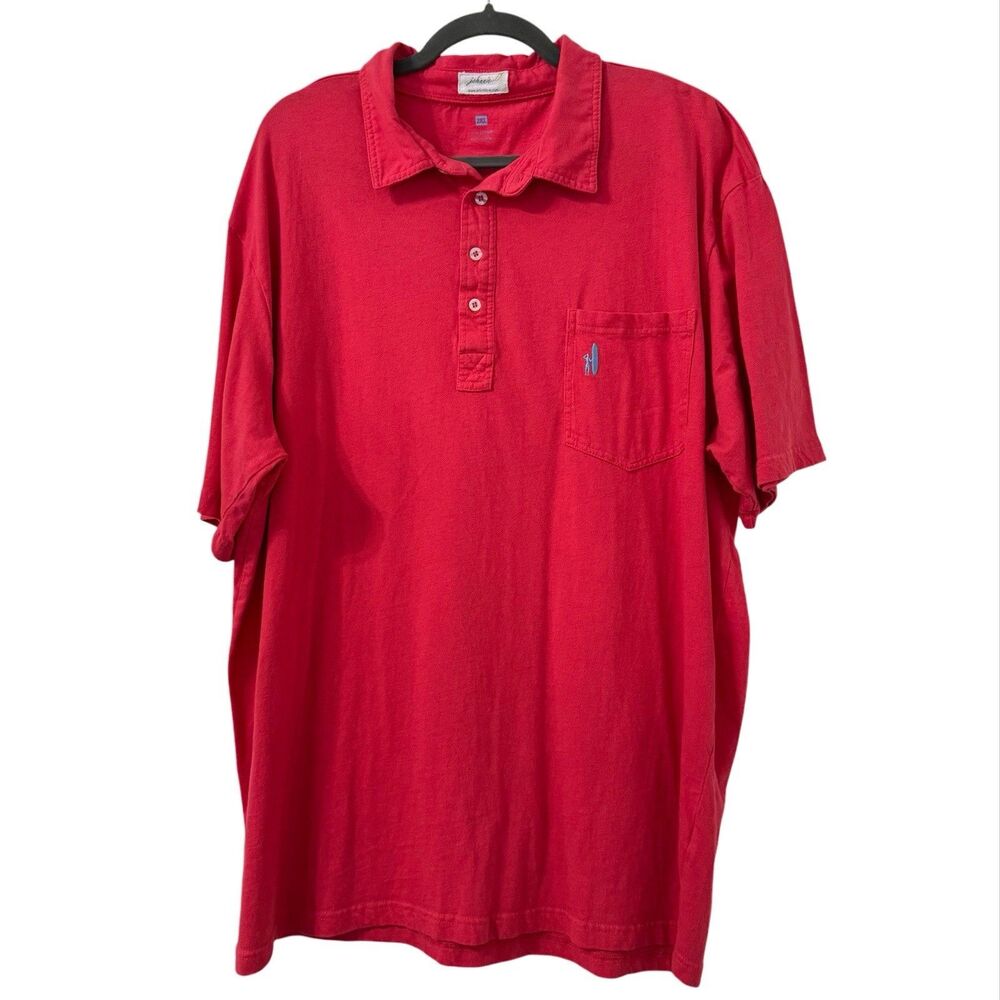 Johnnie-O Shirt‎ Mens 2XL Red Watermelon 4-Button Polo Pocket Logo Casual